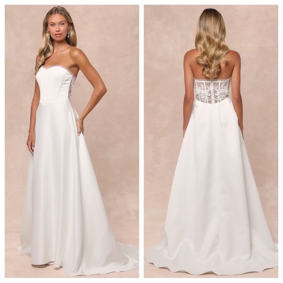 Lulus Dresses & Skirts - Lulus Eternal Gratitude White Floral Embroidered Strapless
Maxi Dress